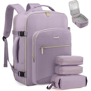image:imageLOVEVOOK 40L Travel Backpack Flight Approved Carry on Backpack3 Packing CubesWaterproof Personal Item Travel BagTSA Carry on Luggage Suitcase Travel EssentialsGifts for Women amp Menfits 17 LaptopLight Purple