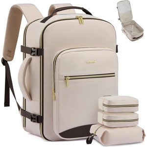 image:imageLOVEVOOK 40L Travel Backpack Flight Approved Carry on Backpack3 Packing CubesWaterproof Personal Item Travel BagTSA Carry on Luggage Suitcase Travel EssentialsGifts for Women amp Menfits 17 LaptopLight Pink  Dark Brown