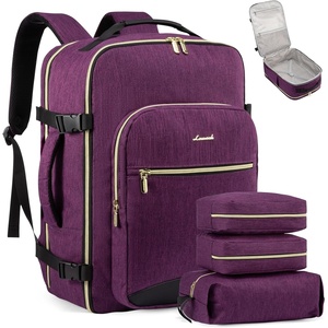 image:imageLOVEVOOK 40L Travel Backpack Flight Approved Carry on Backpack3 Packing CubesWaterproof Personal Item Travel BagTSA Carry on Luggage Suitcase Travel EssentialsGifts for Women amp Menfits 17 LaptopDark Purpleblack1