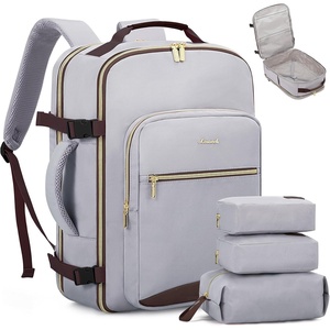 image:imageLOVEVOOK 40L Travel Backpack Flight Approved Carry on Backpack3 Packing CubesWaterproof Personal Item Travel BagTSA Carry on Luggage Suitcase Travel EssentialsGifts for Women amp Menfits 17 LaptopLight Greydark Coffee Color