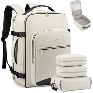 image:imageLOVEVOOK 40L Travel Backpack Flight Approved Carry on Backpack3 Packing CubesWaterproof Personal Item Travel BagTSA Carry on Luggage Suitcase Travel EssentialsGifts for Women amp Menfits 17 LaptopBeigeblack