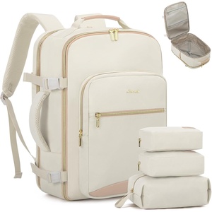 image:imageLOVEVOOK 40L Travel Backpack Flight Approved Carry on Backpack3 Packing CubesWaterproof Personal Item Travel BagTSA Carry on Luggage Suitcase Travel EssentialsGifts for Women amp Menfits 17 LaptopBeigeflesh Beige