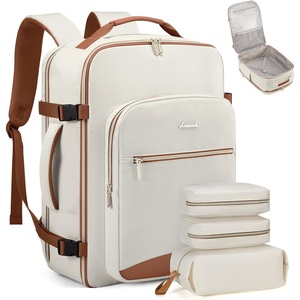 image:imageLOVEVOOK 40L Travel Backpack Flight Approved Carry on Backpack3 Packing CubesWaterproof Personal Item Travel BagTSA Carry on Luggage Suitcase Travel EssentialsGifts for Women amp Menfits 17 LaptopBeigebrown