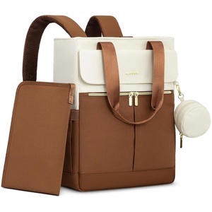 image:imageLOVEVOOK Diaper Bag BackpackTote Bag with Insulated Pockets Changing Pad  Diaper Tote BagChanging PadLarge BagPacifier CaseAntiTheft156 Inch Laptop Backpack for WomenBrown and White