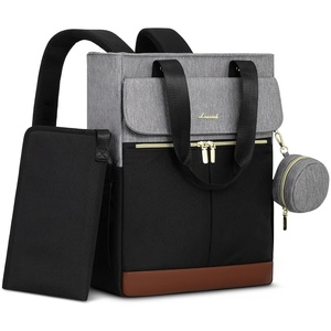 image:imageLOVEVOOK Diaper Bag BackpackTote Bag with Insulated Pockets Changing Pad  Diaper Tote BagChanging PadLarge BagPacifier CaseAntiTheft156 Inch Laptop Backpack for WomenBlack and With Gray Brown