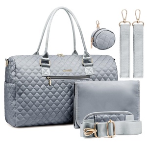image:imageLOVEVOOK Diaper Bag Tote with Pacifier Case and Changing Pad Large Capacity Mommy Bag for Hospital and Weekender Travel Functional Baby Bag Newborn Baby Essential PinkGrey