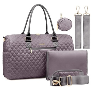image:imageLOVEVOOK Diaper Bag Tote with Pacifier Case and Changing Pad Large Capacity Mommy Bag for Hospital and Weekender Travel Functional Baby Bag Newborn Baby Essential PinkPurple Gray
