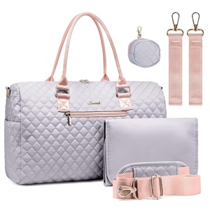 image:imageLOVEVOOK Diaper Bag Tote with Pacifier Case and Changing Pad Large Capacity Mommy Bag for Hospital and Weekender Travel Functional Baby Bag Newborn Baby Essential PinkGraypink Strap