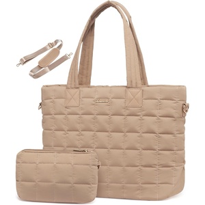 image:imageLOVEVOOK Laptop Tote Bag for Women 156 Inch Large Puffer Work Tote Computer Bags Quilted Womens Shoulder Purse Bag with Zipper Teacher Office Handbag for Travel College Business Gifts BlackCoffee Brown