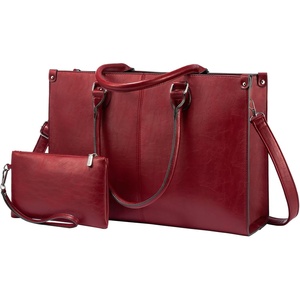 image:imageLOVEVOOK Laptop Tote Bag for Women 156 Inch Professional Work Bag with Matching Clutch Waterproof Vintage Leather Computer Tote for Office Business Travel amp Daily Use Gift for WomenDark Red