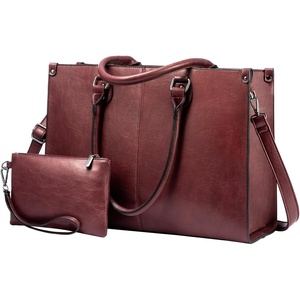 image:imageLOVEVOOK Laptop Tote Bag for Women 156 Inch Professional Work Bag with Matching Clutch Waterproof Vintage Leather Computer Tote for Office Business Travel amp Daily Use Gift for WomenWine Red