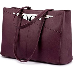 image:imageLOVEVOOK Laptop Tote Bag for Women 156 Inch Waterproof Leather Computer Bags Business Office Work Briefcase Black  Fits 156 Inch Laptop Waterproof Front Pocket Shoulder Strap Large Purse for Business Office Work BlackPurple