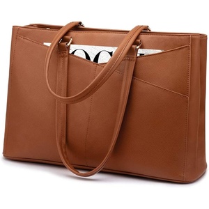 image:imageLOVEVOOK Laptop Tote Bag for Women 156 Inch Waterproof Leather Computer Bags Business Office Work Briefcase Black  Fits 156 Inch Laptop Waterproof Front Pocket Shoulder Strap Large Purse for Business Office Work BlackBrown 156 Inch