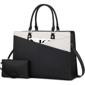 image:imageLOVEVOOK Laptop Tote Bag for Women 156 Inch Waterproof Leather Computer Bags Business Office Work Briefcase Black  Fits 156 Inch Laptop Waterproof Front Pocket Shoulder Strap Large Purse for Business Office Work BlackAblackbeige