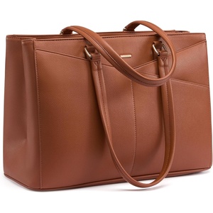 image:imageLOVEVOOK Laptop Tote Bag for Women 156 Inch Waterproof Leather Computer Bags Business Office Work Briefcase Black  Fits 156 Inch Laptop Waterproof Front Pocket Shoulder Strap Large Purse for Business Office Work BlackBrown 156 Inch With Lunch Compartment