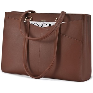 image:imageLOVEVOOK Laptop Tote Bag for Women 156 Inch Waterproof Leather Computer Bags Business Office Work Briefcase Black  Fits 156 Inch Laptop Waterproof Front Pocket Shoulder Strap Large Purse for Business Office Work BlackRed Brown