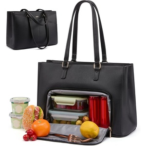 image:imageLOVEVOOK Laptop Tote Bag for Women 156 Inch Waterproof Leather Computer Bags Business Office Work Briefcase Black  Fits 156 Inch Laptop Waterproof Front Pocket Shoulder Strap Large Purse for Business Office Work BlackBlack 156 Inch With Lunch Compartment