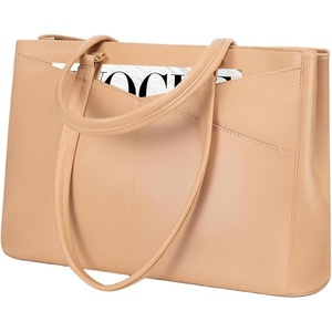 image:imageLOVEVOOK Laptop Tote Bag for Women 156 Inch Waterproof Leather Computer Bags Business Office Work Briefcase Black  Fits 156 Inch Laptop Waterproof Front Pocket Shoulder Strap Large Purse for Business Office Work BlackLight Khaki 156 Inch