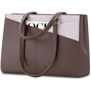 image:imageLOVEVOOK Laptop Tote Bag for Women 156 Inch Waterproof Leather Computer Bags Business Office Work Briefcase Black  Fits 156 Inch Laptop Waterproof Front Pocket Shoulder Strap Large Purse for Business Office Work BlackCoffeeBeige 156 Inch