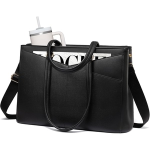 image:imageLOVEVOOK Laptop Tote Bag for Women 156 Inch Waterproof Leather Computer Bags Business Office Work Briefcase Black  Fits 156 Inch Laptop Waterproof Front Pocket Shoulder Strap Large Purse for Business Office Work BlackBlack