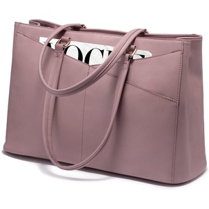 image:imageLOVEVOOK Laptop Tote Bag for Women 156 Inch Waterproof Leather Computer Bags Business Office Work Briefcase Black  Fits 156 Inch Laptop Waterproof Front Pocket Shoulder Strap Large Purse for Business Office Work BlackLight Purple 156 Inch