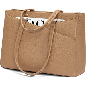 image:imageLOVEVOOK Laptop Tote Bag for Women 156 Inch Waterproof Leather Computer Bags Business Office Work Briefcase Black  Fits 156 Inch Laptop Waterproof Front Pocket Shoulder Strap Large Purse for Business Office Work BlackApricot