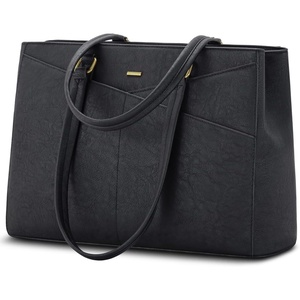 image:imageLOVEVOOK Laptop Tote Bag for Women 156 Inch Waterproof Leather Computer Bags Business Office Work Briefcase Black  Fits 156 Inch Laptop Waterproof Front Pocket Shoulder Strap Large Purse for Business Office Work BlackVintage Black 156 Inch