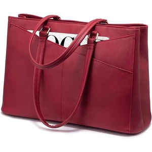 image:imageLOVEVOOK Laptop Tote Bag for Women 156 Inch Waterproof Leather Computer Bags Business Office Work Briefcase Black  Fits 156 Inch Laptop Waterproof Front Pocket Shoulder Strap Large Purse for Business Office Work BlackChristmas Red