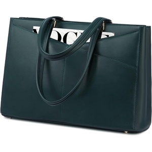 image:imageLOVEVOOK Laptop Tote Bag for Women 156 Inch Waterproof Leather Computer Bags Business Office Work Briefcase Black  Fits 156 Inch Laptop Waterproof Front Pocket Shoulder Strap Large Purse for Business Office Work BlackGreen