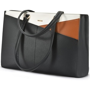 image:imageLOVEVOOK Laptop Tote Bag for Women 156 Inch Waterproof Leather Computer Bags Business Office Work Briefcase Black  Fits 156 Inch Laptop Waterproof Front Pocket Shoulder Strap Large Purse for Business Office Work BlackBlackbrownbeige 156 Inch