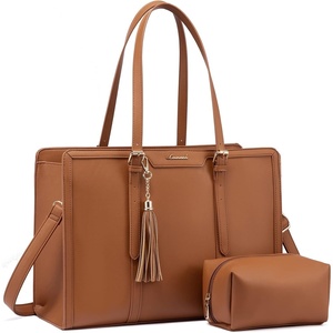 image:imageLOVEVOOK Laptop Tote Bag for WomenCanvas Work Bag Waterproof Business Teacher BagLarge Computer Handbag Purse BriefcaseOffice Gifts for WomenBrown  Leather