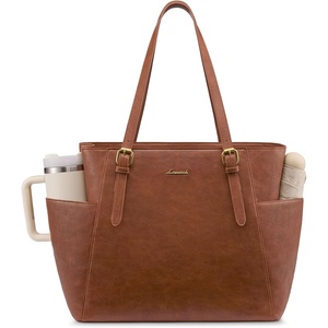 image:imageLOVEVOOK Laptop Tote Bag for WomenLeather Work Computer Briefcase Bag  Large Cup Holder156 Inch Work ToteProfessional BriefcaseTeacher Commuter Shoulder BagOfficeTravelGiftVintage Brown