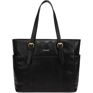 image:imageLOVEVOOK Laptop Tote Bag for WomenLeather Work Computer Briefcase Bag  Large Cup Holder156 Inch Work ToteProfessional BriefcaseTeacher Commuter Shoulder BagOfficeTravelGiftRetro Black