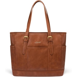 image:imageLOVEVOOK Laptop Tote Bag for WomenLeather Work Computer Briefcase Bag  Large Cup Holder156 Inch Work ToteProfessional BriefcaseTeacher Commuter Shoulder BagOfficeTravelGiftRetro Brown