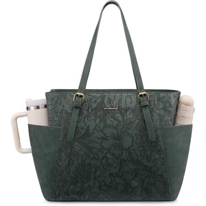 image:imageLOVEVOOK Laptop Tote Bag for WomenLeather Work Computer Briefcase Bag  Large Cup Holder156 Inch Work ToteProfessional BriefcaseTeacher Commuter Shoulder BagOfficeTravelGiftGreen Embossed
