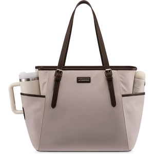 image:imageLOVEVOOK Laptop Tote Bag for WomenLeather Work Computer Briefcase Bag  Large Cup Holder156 Inch Work ToteProfessional BriefcaseTeacher Commuter Shoulder BagOfficeTravelGiftOff Whitebrown