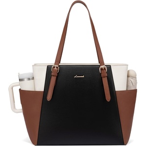image:imageLOVEVOOK Laptop Tote Bag for WomenLeather Work Computer Briefcase Bag  Large Cup Holder156 Inch Work ToteProfessional BriefcaseTeacher Commuter Shoulder BagOfficeTravelGiftBlackwhitebrown