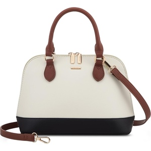 image:imageLOVEVOOK Purse for Women Crossbody Dome Satchel Handbag with Double ZipBlackBeigeBrown