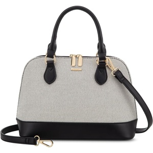 image:imageLOVEVOOK Purse for Women Crossbody Dome Satchel Handbag with Double ZipCanvasJacquard Black