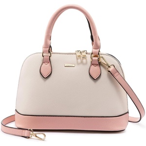 image:imageLOVEVOOK Purse for Women Crossbody Dome Satchel Handbag with Double ZipPinkBeige