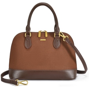 image:imageLOVEVOOK Purse for Women Crossbody Dome Satchel Handbag with Double ZipSuedetoffee Brown