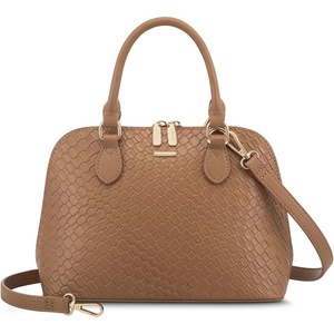 image:imageLOVEVOOK Purse for Women Crossbody Dome Satchel Handbag with Double ZipWovenBrown
