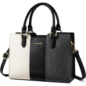 image:imageLOVEVOOK Purse for Women Vintage Leather Shoulder Handbag Small Ladies Satchel Tote Purse Top Handle Crossbody Bag for WorkBlackgreybeige