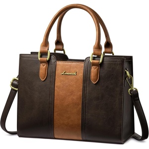 image:imageLOVEVOOK Purse for Women Vintage Leather Shoulder Handbag Small Ladies Satchel Tote Purse Top Handle Crossbody Bag for WorkDark Coffeebrown