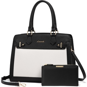 image:imageLOVEVOOK Purses and Handbags for Women Tote Shoulder Bag Satchel Purse and PU Leather Top Handle for ladiesBlackwhite
