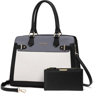 image:imageLOVEVOOK Purses and Handbags for Women Tote Shoulder Bag Satchel Purse and PU Leather Top Handle for ladiesBlackwhitegrey