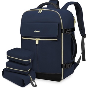 image:imageLOVEVOOK Travel Backpack for Women TSA Carry On Backpack Flight Approved Luggage 40L Water Resistant Personal Item Daypack Large Weekender Bag fit 17 inch Laptop with 3 Cubes BeigeblackbrownDark Blue