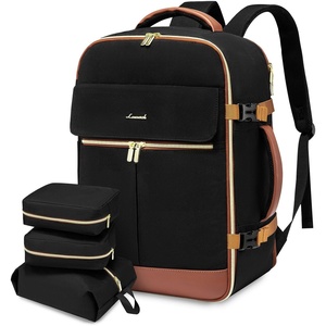 image:imageLOVEVOOK Travel Backpack for Women TSA Carry On Backpack Flight Approved Luggage 40L Water Resistant Personal Item Daypack Large Weekender Bag fit 17 inch Laptop with 3 Cubes BeigeblackbrownBlackbrown