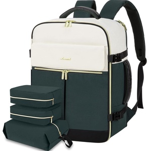 image:imageLOVEVOOK Travel Backpack for Women TSA Carry On Backpack Flight Approved Luggage 40L Water Resistant Personal Item Daypack Large Weekender Bag fit 17 inch Laptop with 3 Cubes BeigeblackbrownBeigegreenblack