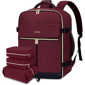 image:imageLOVEVOOK Travel Backpack for Women TSA Carry On Backpack Flight Approved Luggage 40L Water Resistant Personal Item Daypack Large Weekender Bag fit 17 inch Laptop with 3 Cubes BeigeblackbrownClaretblackdark